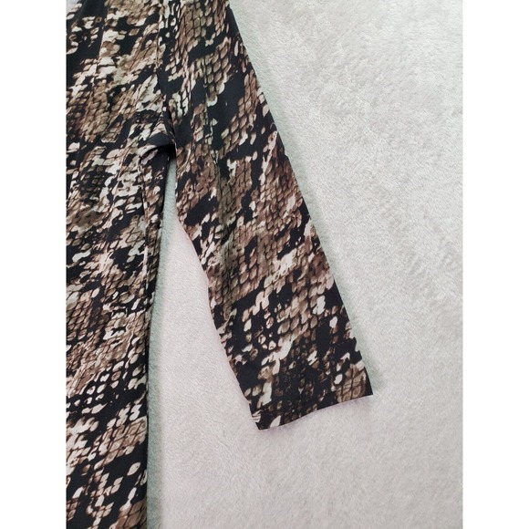 Dana Buchman Sheath Dress Womens‎ Medium Black Brown Snakeskin Print Round Neck - Picture 6 of 10